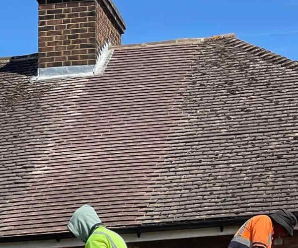 This is a photo of a roof which has just been repaired. Works carried out by NRS Roofing Thrapston